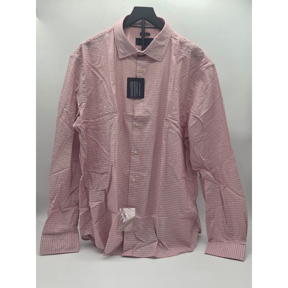 Joseph Abboud Modern Fit XXL Red Print 100% Cotton Dress Shirt NWT 101-730